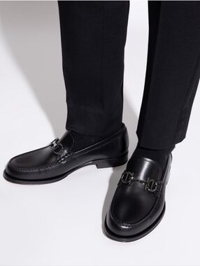 Salvatore Ferragamo Gancini HorseBit Round Toe Leather Loafers Men’s 11 D Black